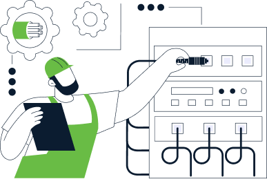 IT technician auditing server infrastructure